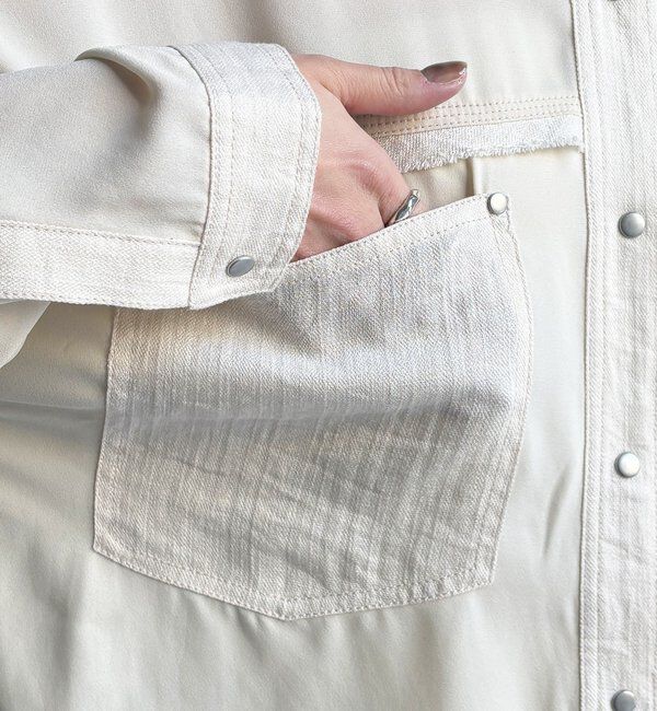  「【WEB限定】異素材切替テープブラウス」|シャツ・ブラウス|