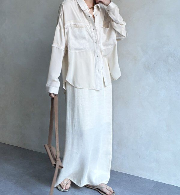  「【WEB限定】異素材切替テープブラウス」|シャツ・ブラウス|