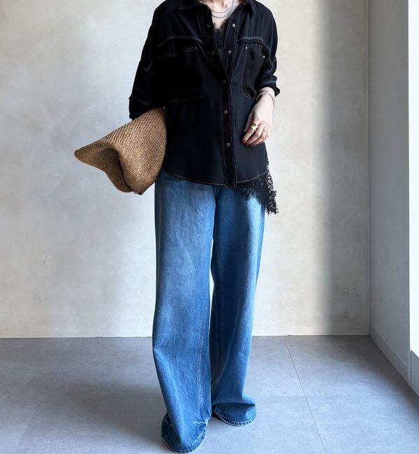  「【WEB限定】異素材切替テープブラウス」|シャツ・ブラウス|