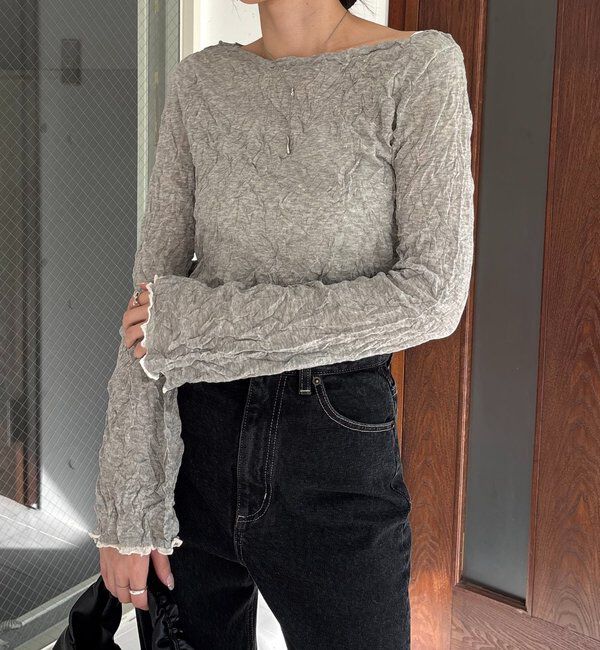  「リンクルボートネックニット」|ニット・セーター|