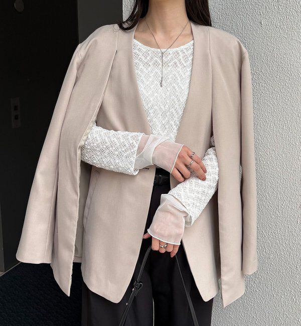  「袖シアーレースT」|Tシャツ・カットソー|