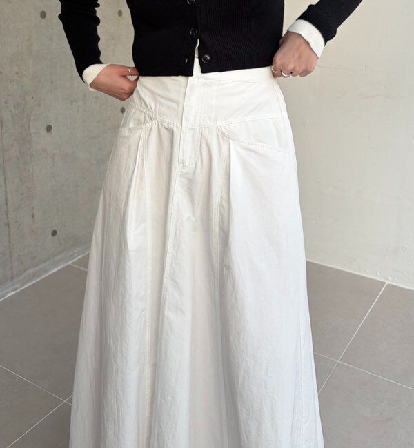  「【低身長サイズあり】切替コットンフレアスカート」|スカート|