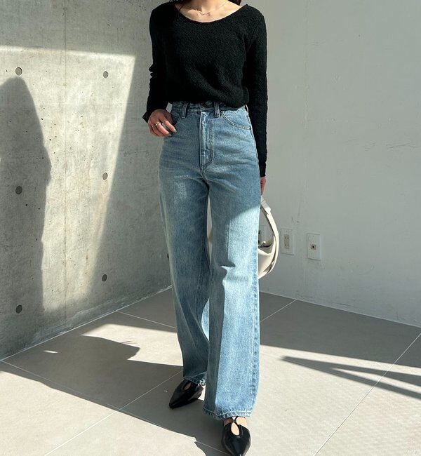  「【低身長サイズあり】セミフレアデニム」|デニム|