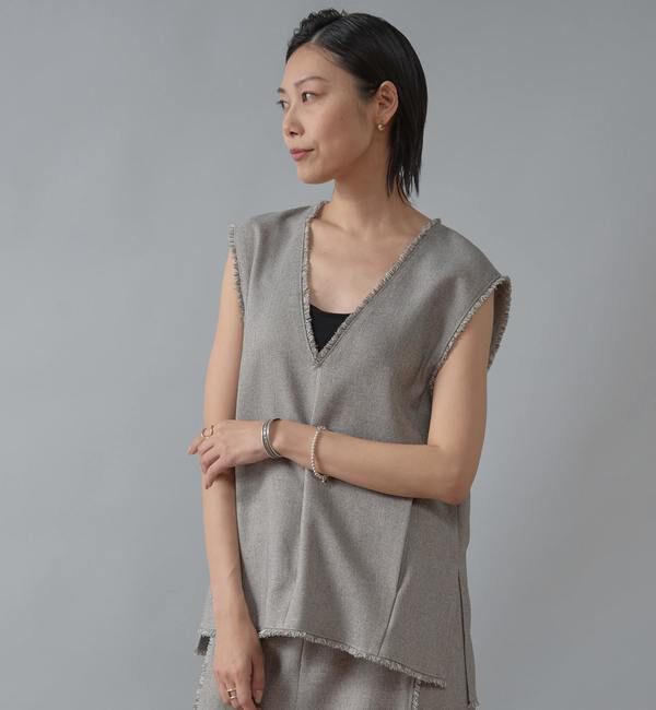 Liesse「Vネックフリンジベスト」|シャツ・ブラウス|