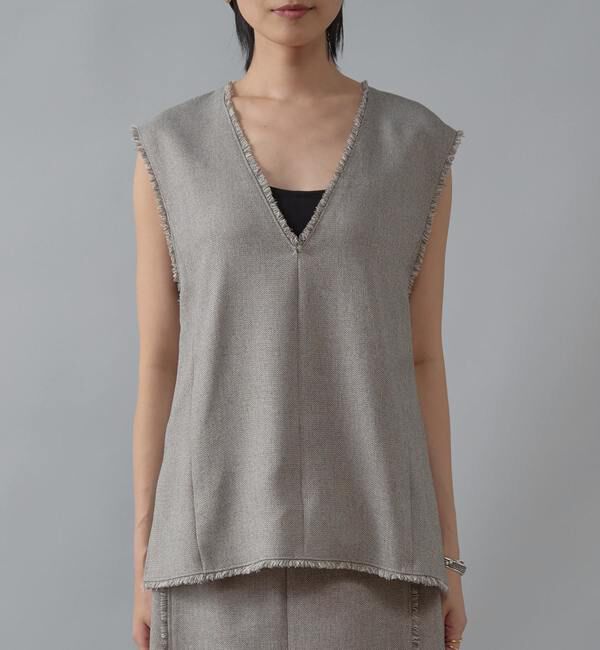 Liesse「Vネックフリンジベスト」|シャツ・ブラウス|