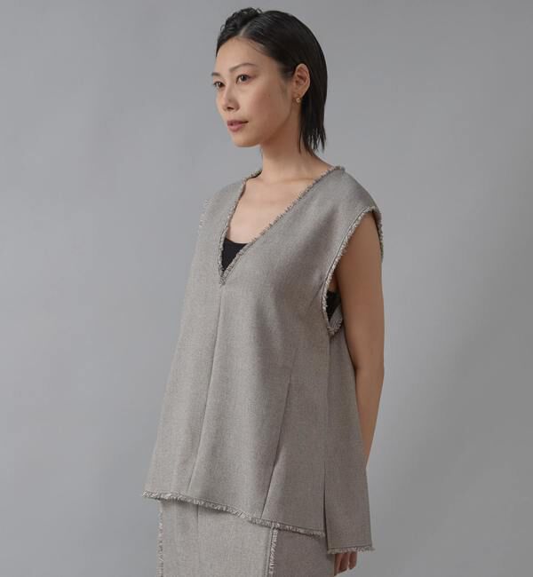 Liesse「Vネックフリンジベスト」|シャツ・ブラウス|