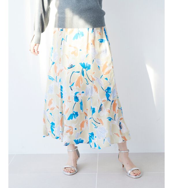 le.coeur blanc「IPEKERフラワーフレアスカート」|スカート|ベージュ柄