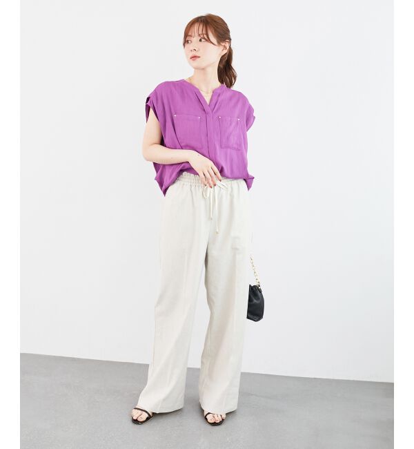 le.coeur blanc「《毎年人気！履きやすさ抜群！》アサレチックイージーワイドパンツ」|その他|