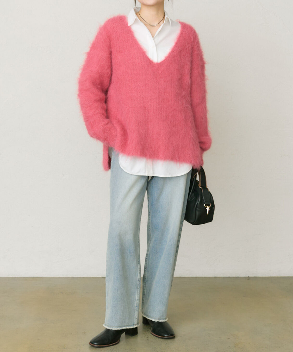  「起毛Vネックニットプルオーバー」|キャミソール|