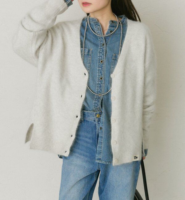  「【25th】FOXウールニットVネックカーディガン」|カーディガン|オートミール