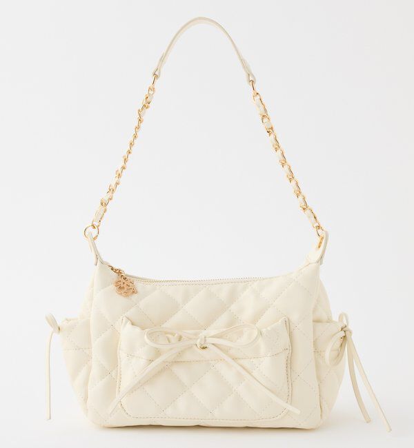  「キルティングリボンボーホーバッグ」|ショルダー・メッセンジャー|アイボリー