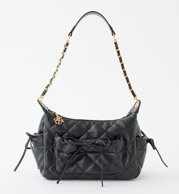  「キルティングリボンボーホーバッグ」|ショルダー・メッセンジャー|ブラック