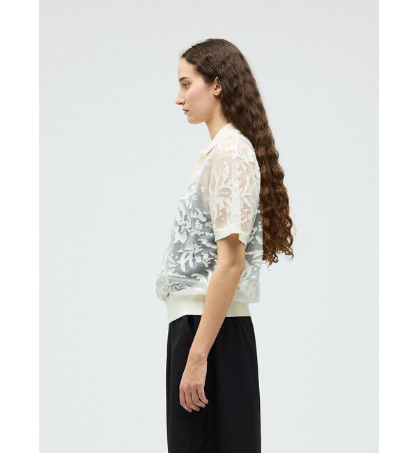 mizuiro ind「mizuiro ind メッシュ刺繍ポロプルオーバー」|Tシャツ・カットソー|