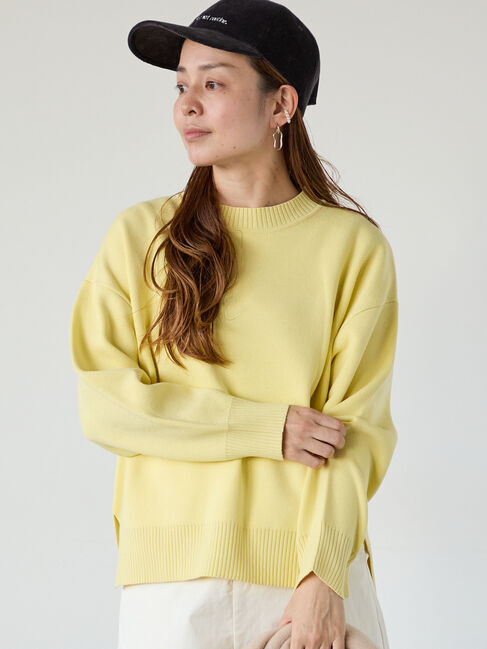Lugnoncure「コットンタッチクルーネックニットプルオーバー」|ニット・セーター|イエロー