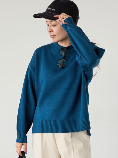 Lugnoncure「コットンタッチクルーネックニットプルオーバー」|ニット・セーター|ネイビー