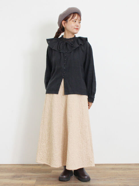 Samansa Mos2「【Slow linen】柄アソートフリルブラウス」|シャツ・ブラウス|