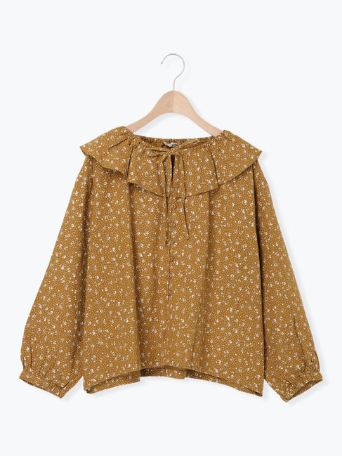 Samansa Mos2「【Slow linen】柄アソートフリルブラウス」|シャツ・ブラウス|