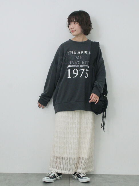 Samansa Mos2 blue「◎ロゴレーススウェット」|Tシャツ・カットソー|