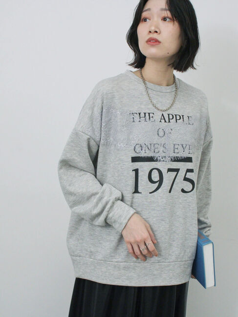 Samansa Mos2 blue「◎ロゴレーススウェット」|Tシャツ・カットソー|