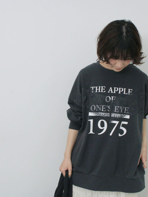 Samansa Mos2 blue「◎ロゴレーススウェット」|Tシャツ・カットソー|