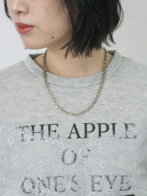 Samansa Mos2 blue「◎ロゴレーススウェット」|Tシャツ・カットソー|