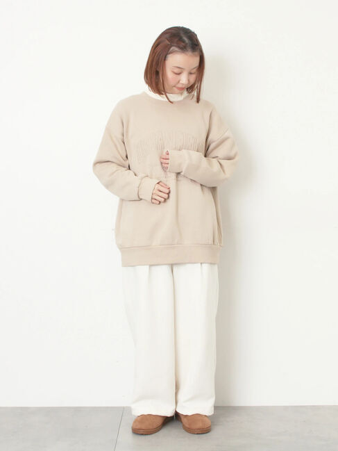 Samansa Mos2「裏起毛ロゴ刺繍スウェット」|Tシャツ・カットソー|