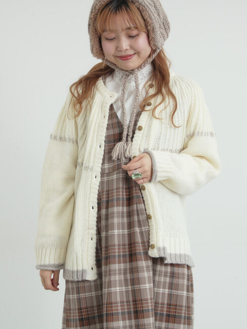 Samansa Mos2「ラウンド切替ステッチ前後2WAYニット」|カーディガン|