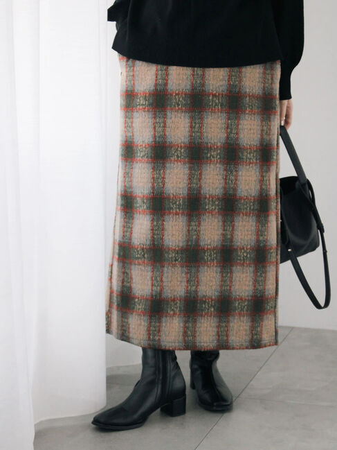 Samansa Mos2 blue「チェック柄スカート」|スカート|グリーン