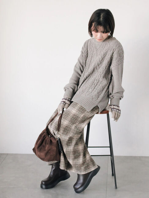 Samansa Mos2 blue「チェック柄スカート」|スカート|