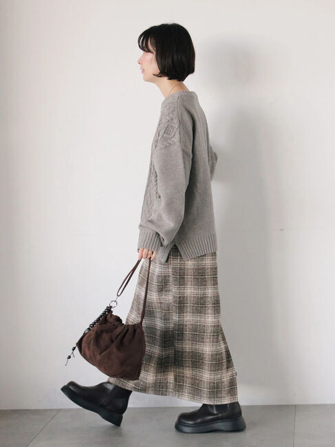 Samansa Mos2 blue「チェック柄スカート」|スカート|