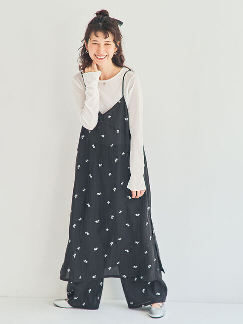 Samansa Mos2「シアー楊柳刺繍イージーパンツ」|その他|