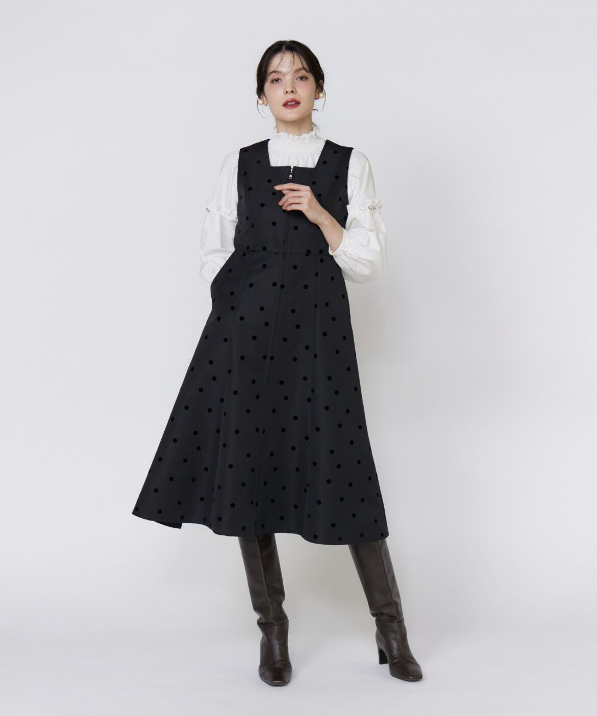 Maglie le cassetto「《M Maglie le cassetto》《WEB・POPUP限定》ドットフロッキーワンピース」|ワンピース|