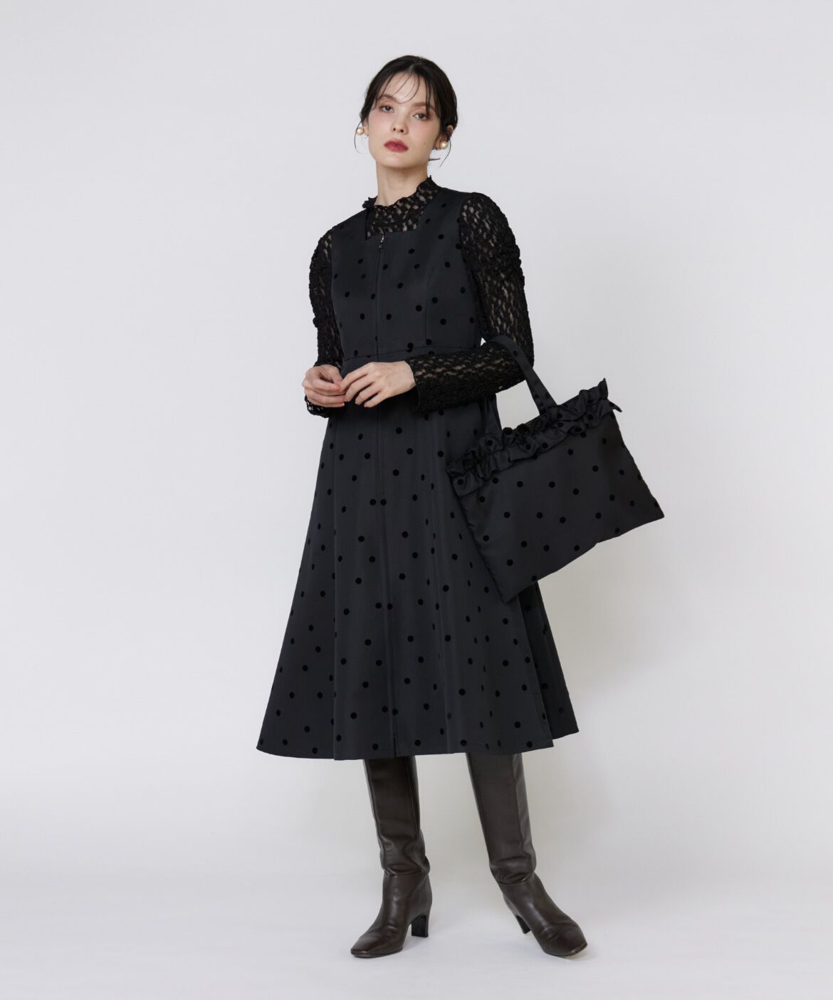 Maglie le cassetto「《M Maglie le cassetto》《WEB・POPUP限定》ドットフロッキーワンピース」|ワンピース|