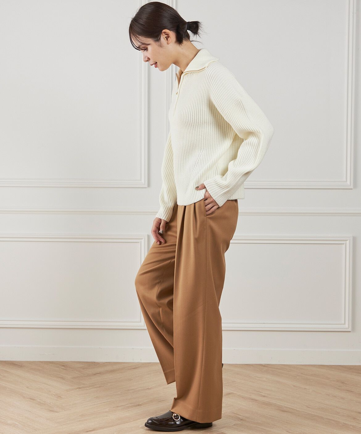 INED「《大きいサイズ》ツータックセミワイドパンツ」|その他|