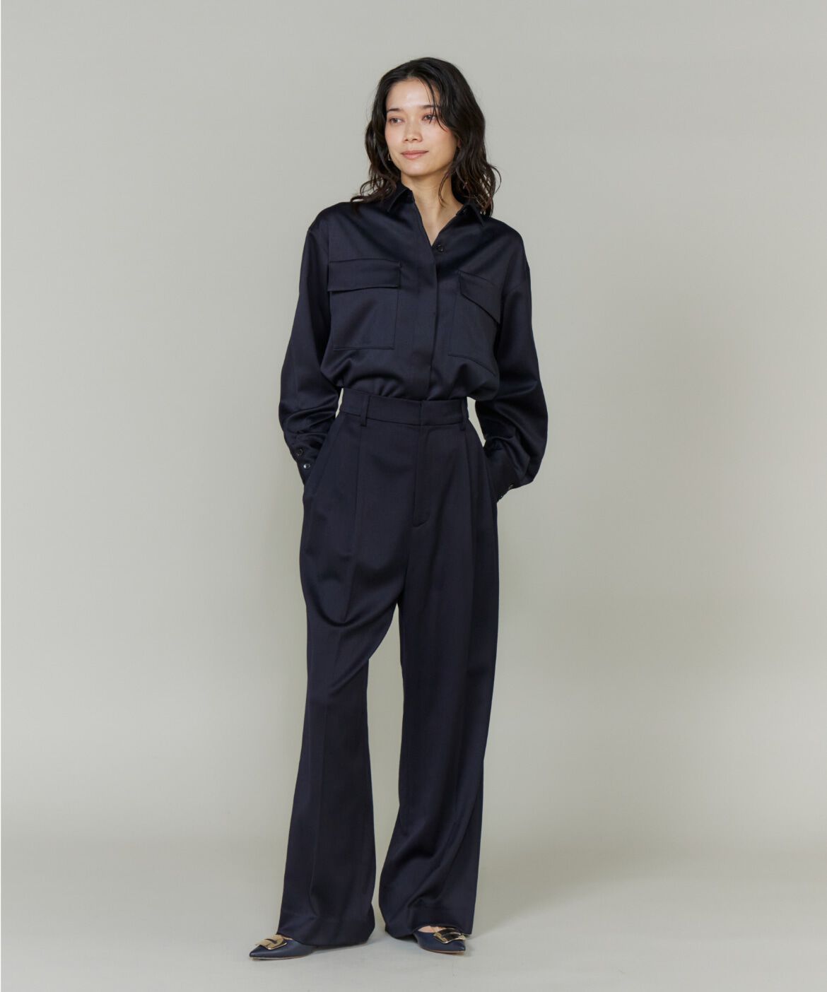 INED「《大きいサイズ》ツータックセミワイドパンツ」|その他|