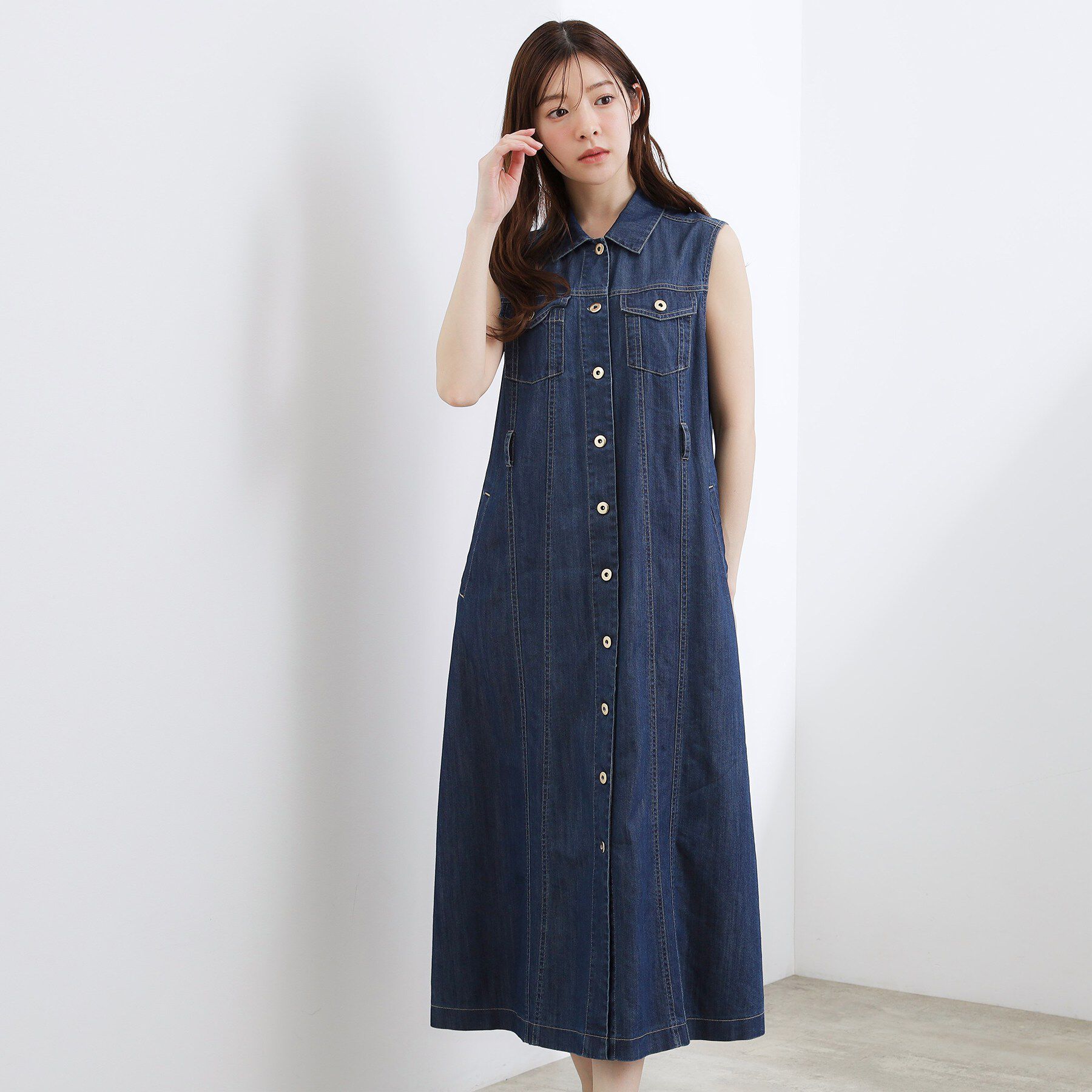 grove「【貴島明日香さん着用】デニムフレアワンピース」|ワンピース|