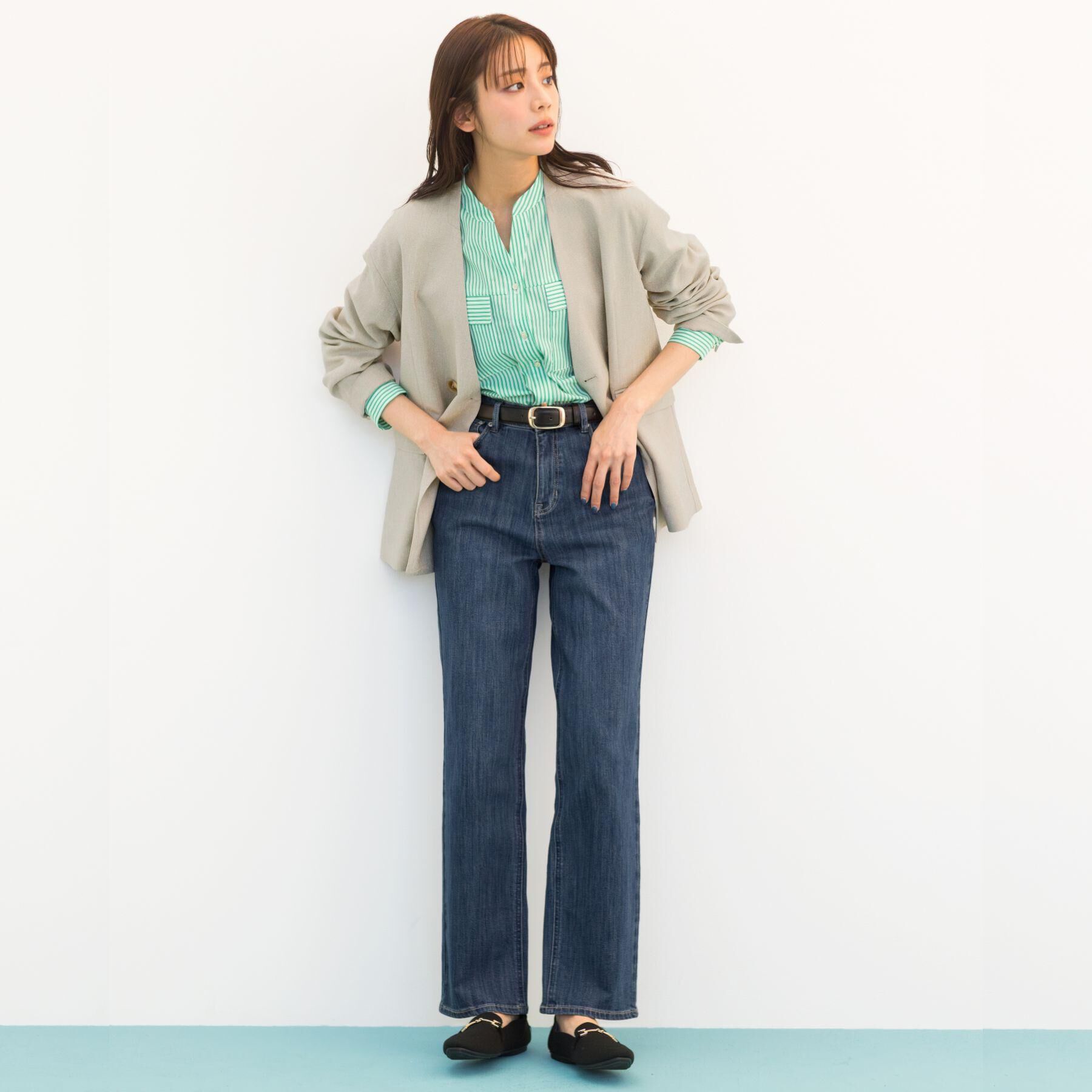 grove「【貴島明日香さん着用】リネンライクカラーレスジャケット」|ノーカラージャケット|