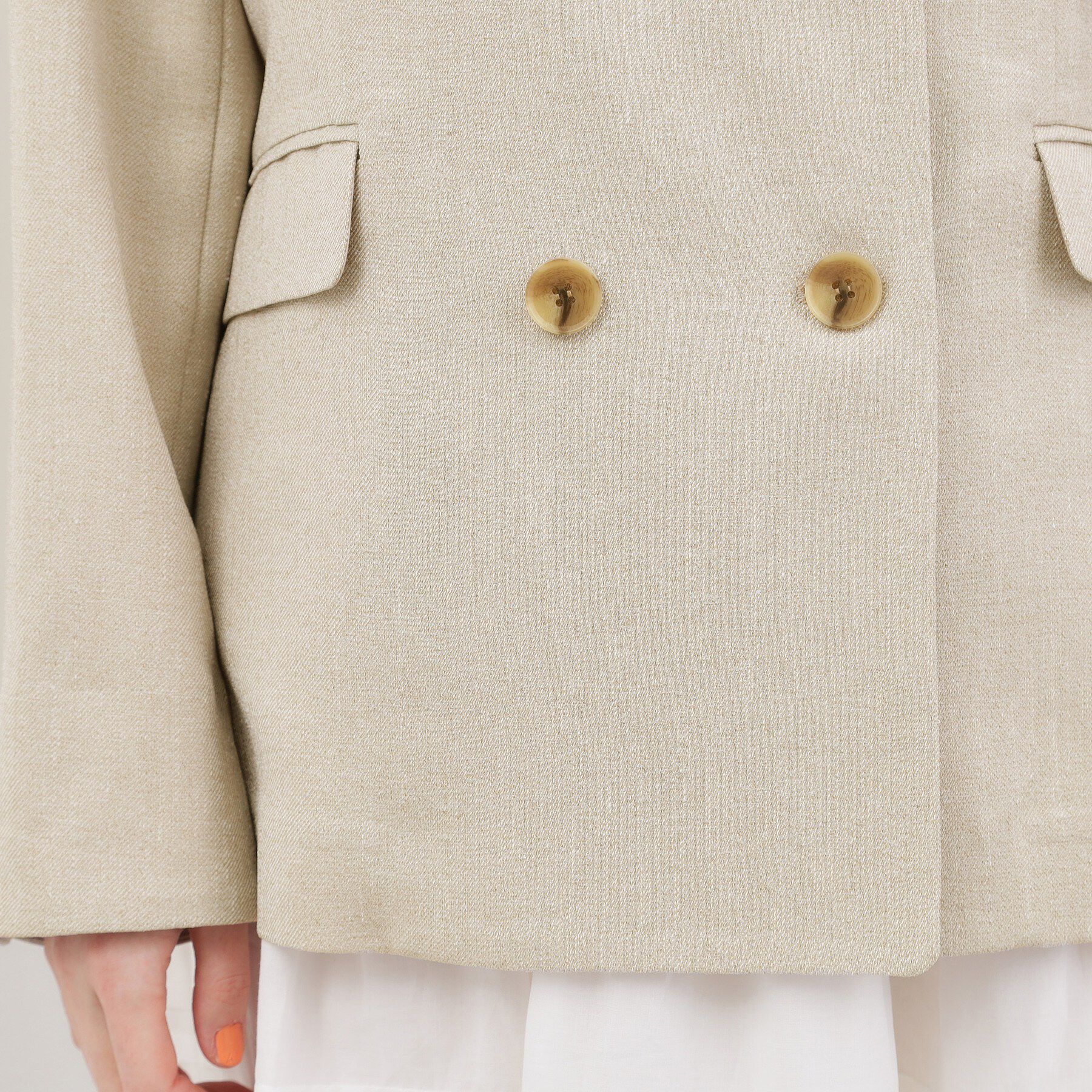 grove「【貴島明日香さん着用】リネンライクカラーレスジャケット」|ノーカラージャケット|