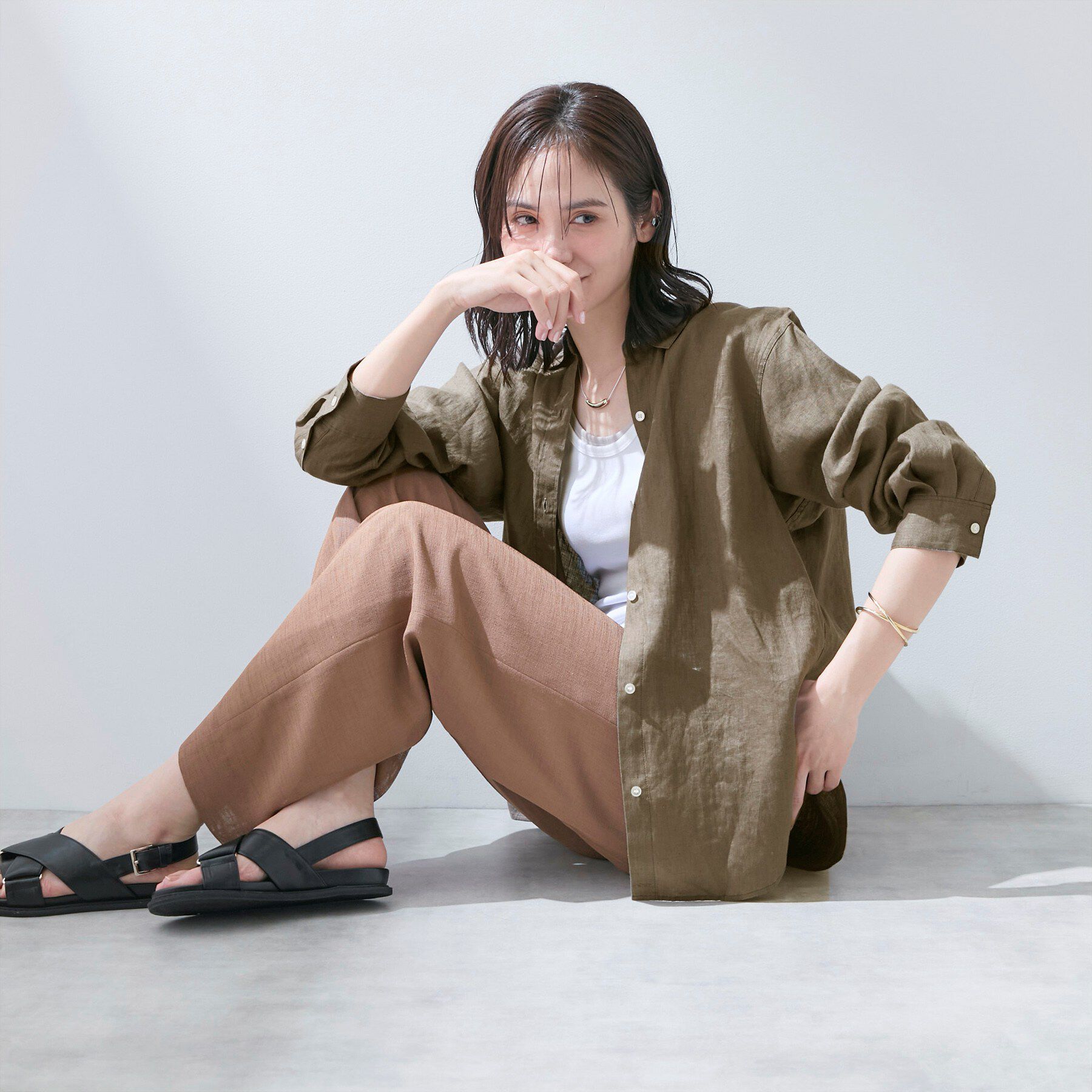 INDIVI「【接触冷感／2WAY】カシュクールリネンシャツ」|シャツ・ブラウス|