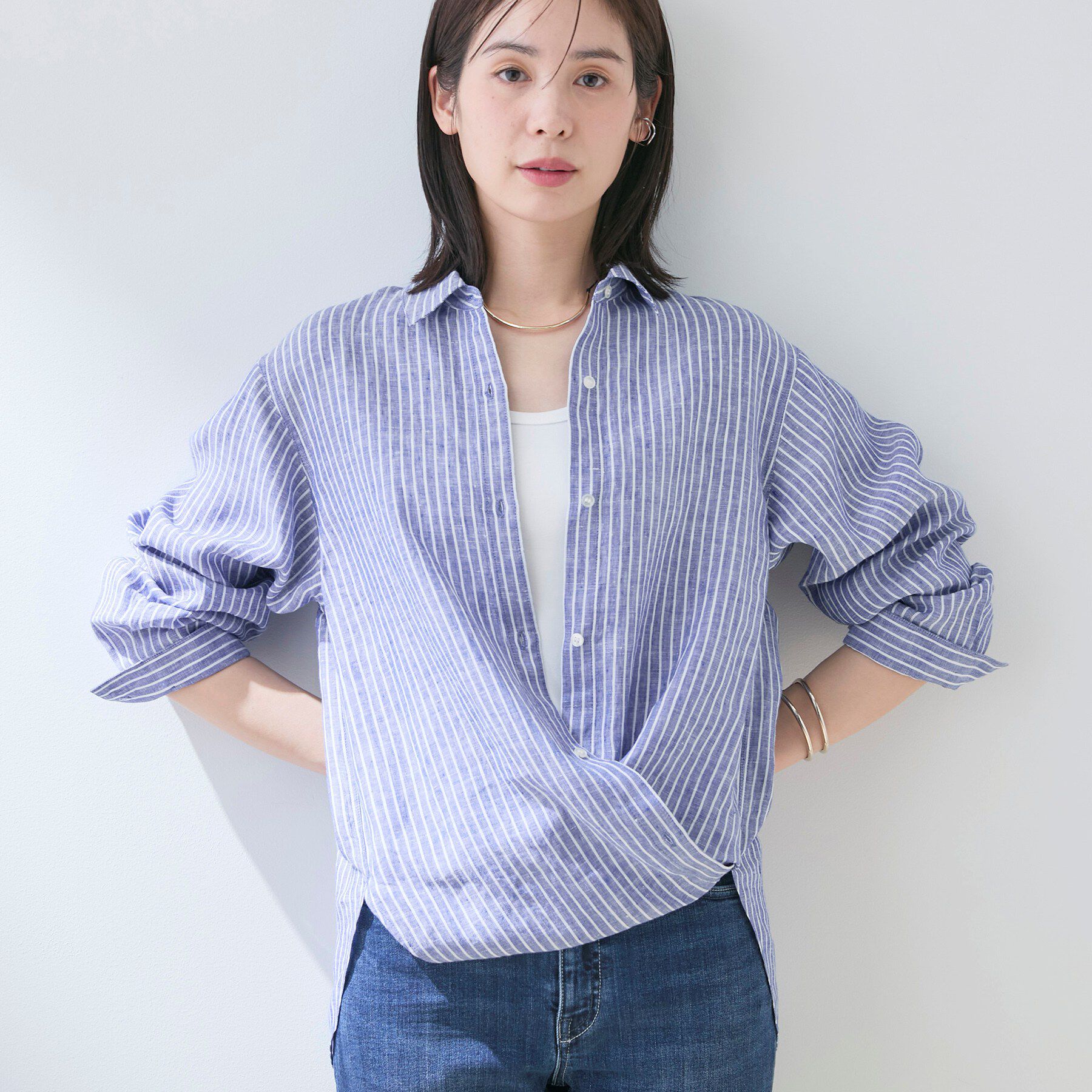 INDIVI「【接触冷感／2WAY】カシュクールリネンシャツ」|シャツ・ブラウス|