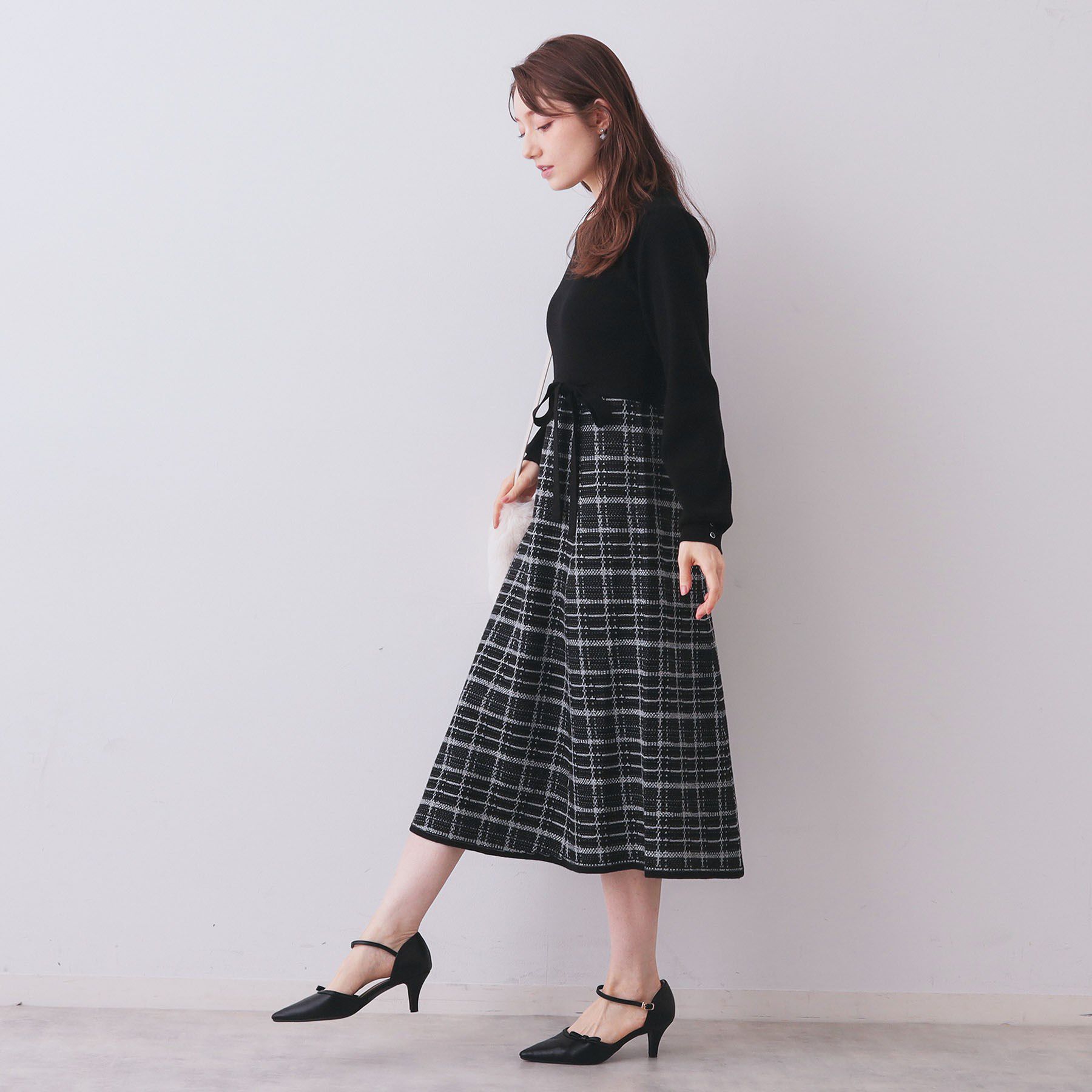 index「チェックラメジャカードニットワンピース」|ワンピース|