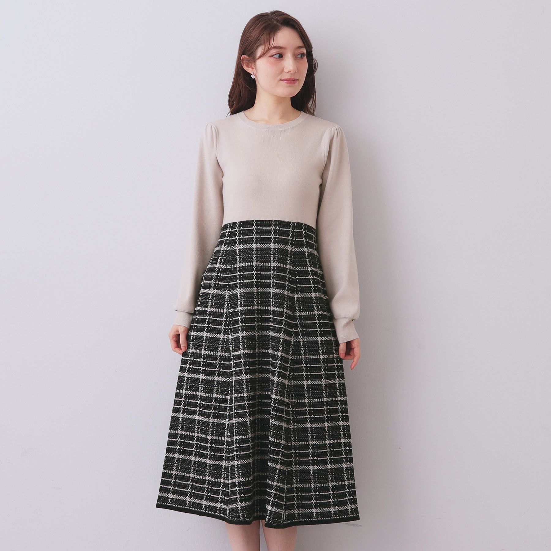 index「チェックラメジャカードニットワンピース」|ワンピース|