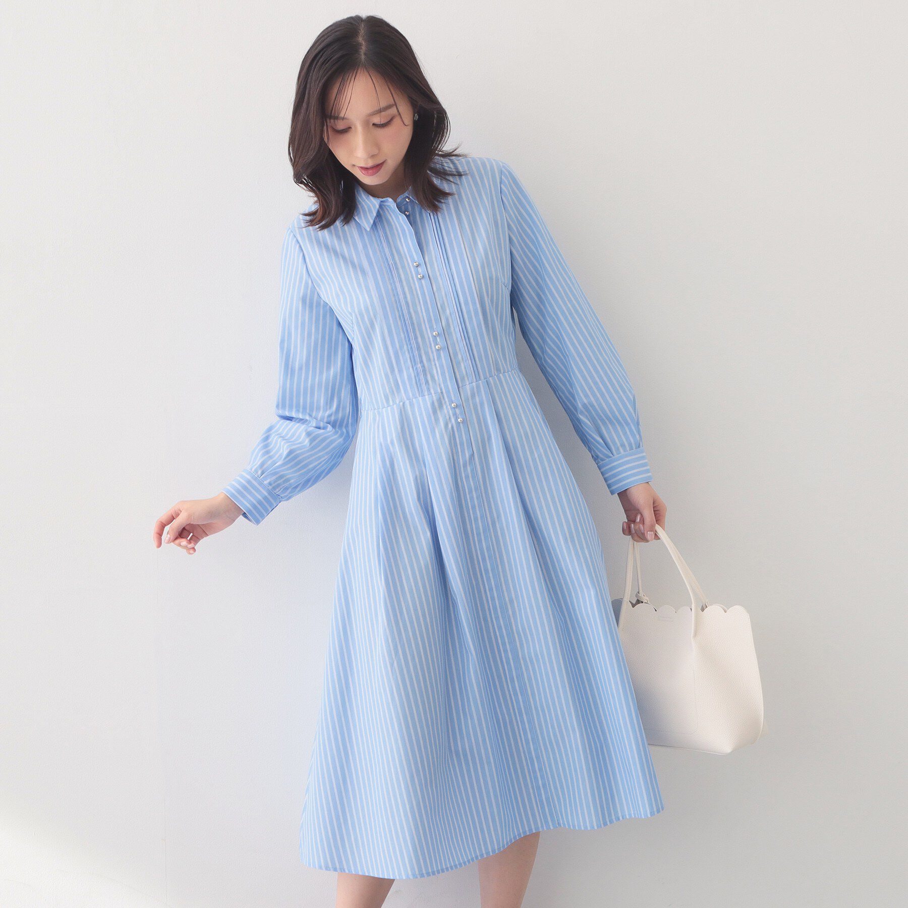 index「ベルト付きタックシャツワンピース【洗濯機OK/イージーアイロン】」|ワンピース|