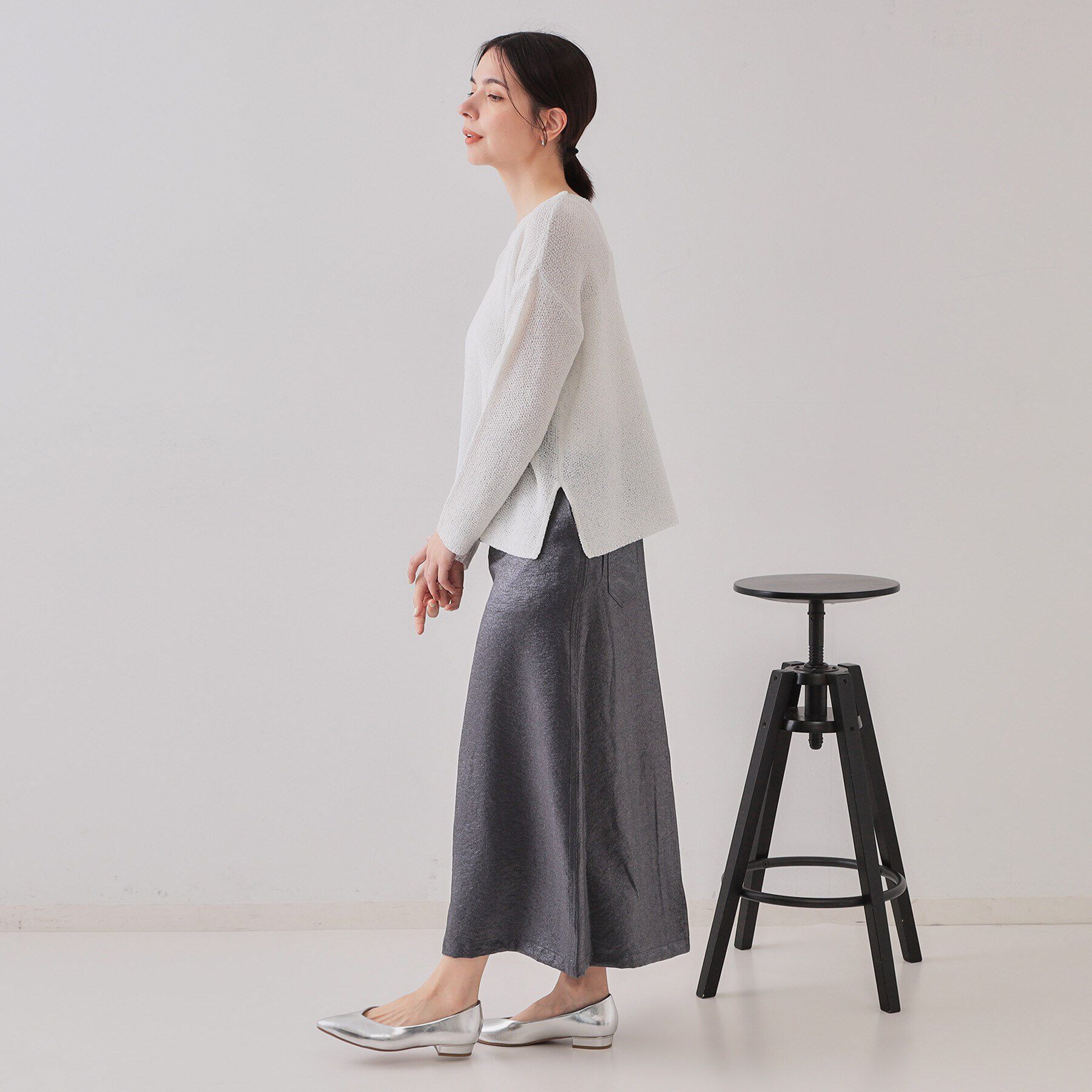 OPAQUE.CLIP「スパンコールボートネックニット【洗濯機洗い可】」|ニット・セーター|