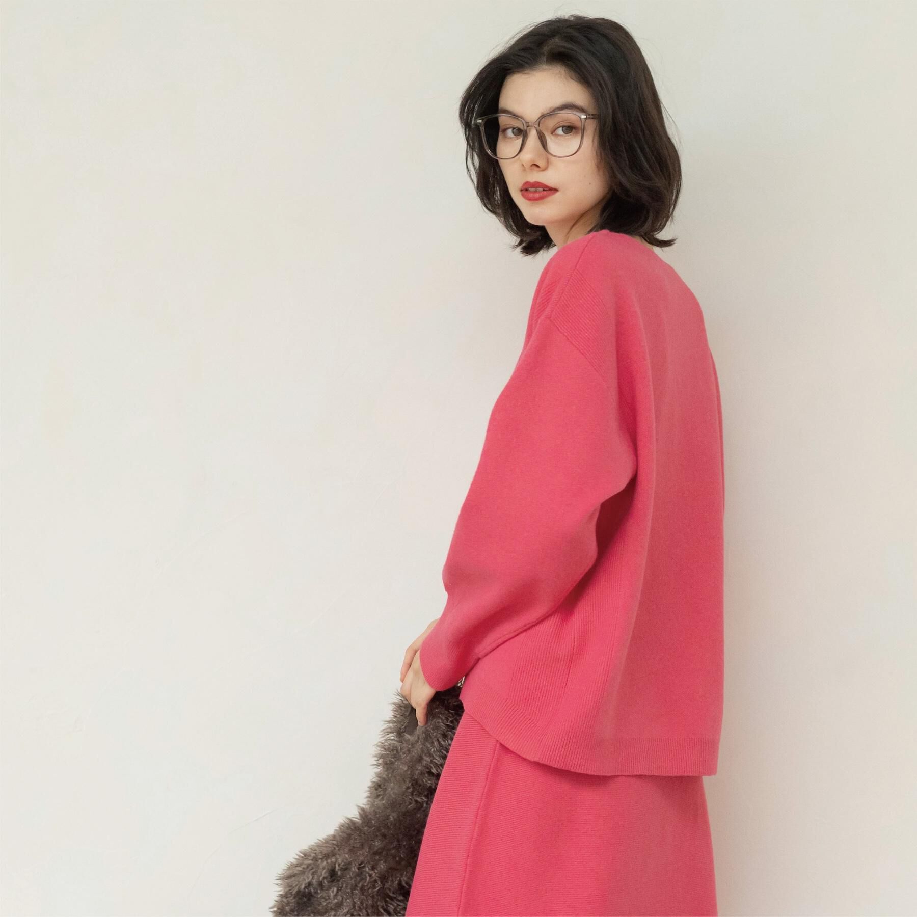 OPAQUE.CLIP「サイド編地切替ニットトップス/セットアップ対応【洗濯機OK】」|ニット・セーター|