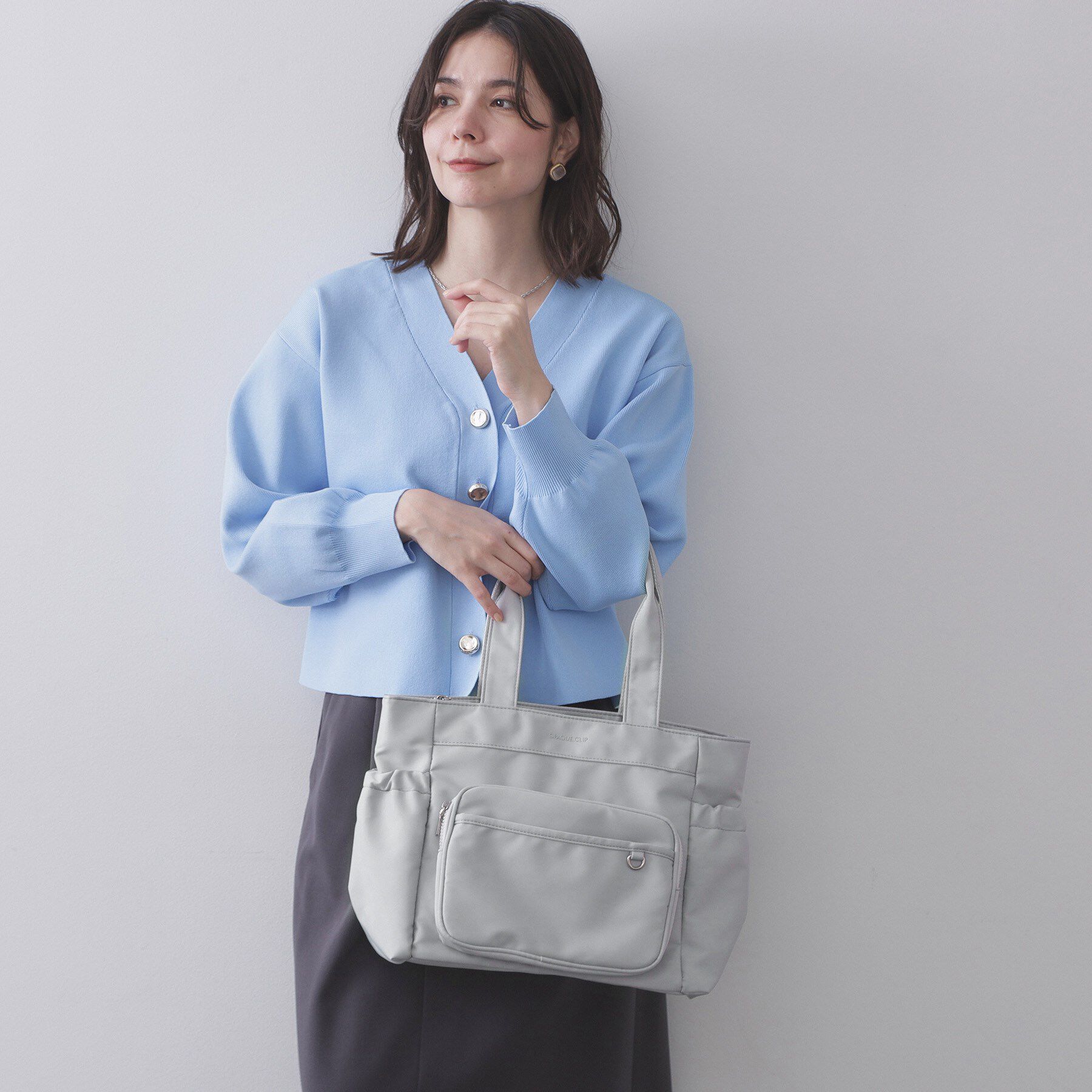 OPAQUE.CLIP「フロントポケット3層デザインBIGトートバッグ【マルチポケット】」|トートバッグ|