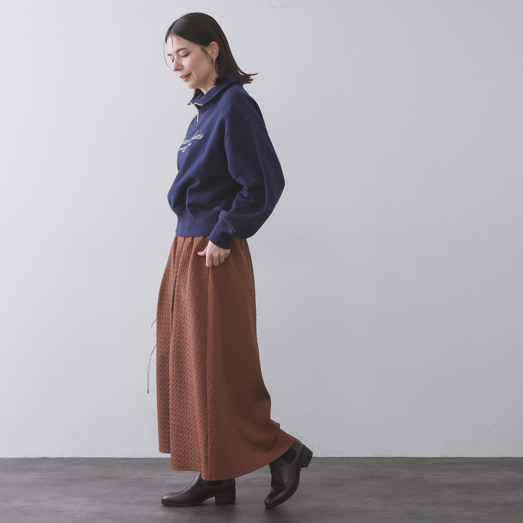 OPAQUE.CLIP「ハーフZIPロゴ刺繍裏毛【洗濯機OK】」|パーカー|