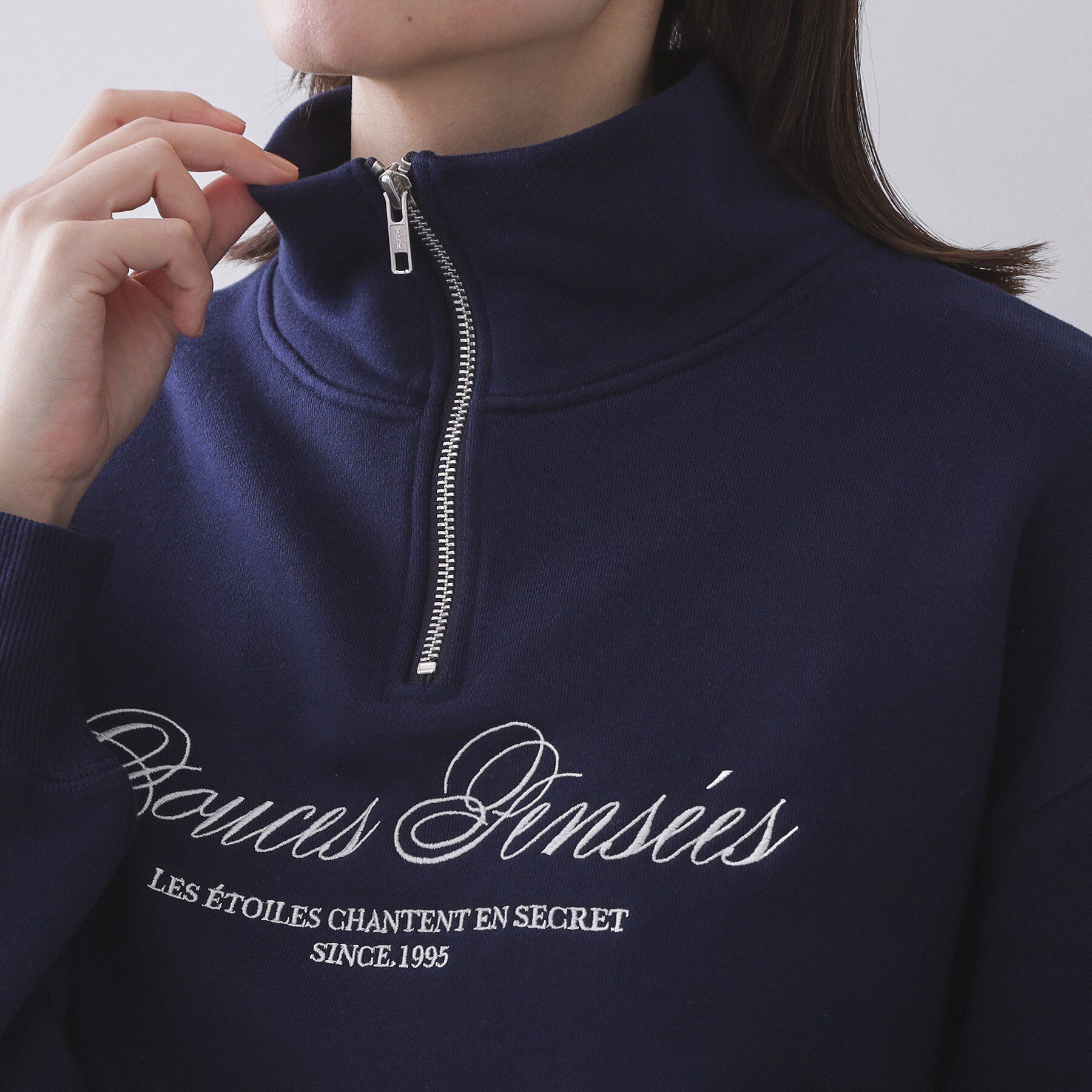 OPAQUE.CLIP「ハーフZIPロゴ刺繍裏毛【洗濯機OK】」|パーカー|