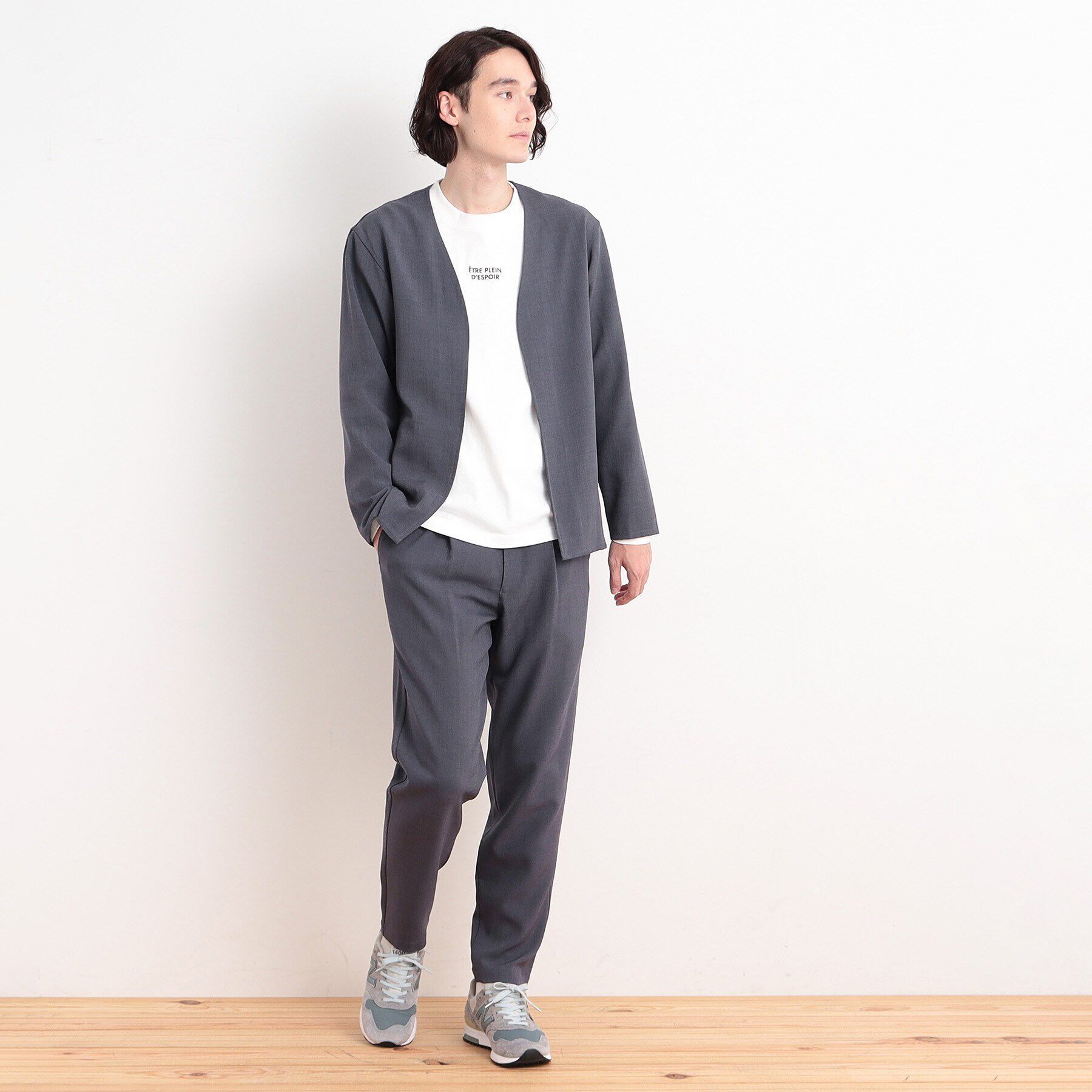 THE SHOP TK「【CAVIAN/キャビアン】リサイクルシャークスキンノーカラーカーディガン セットアップ可」|カーディガン|