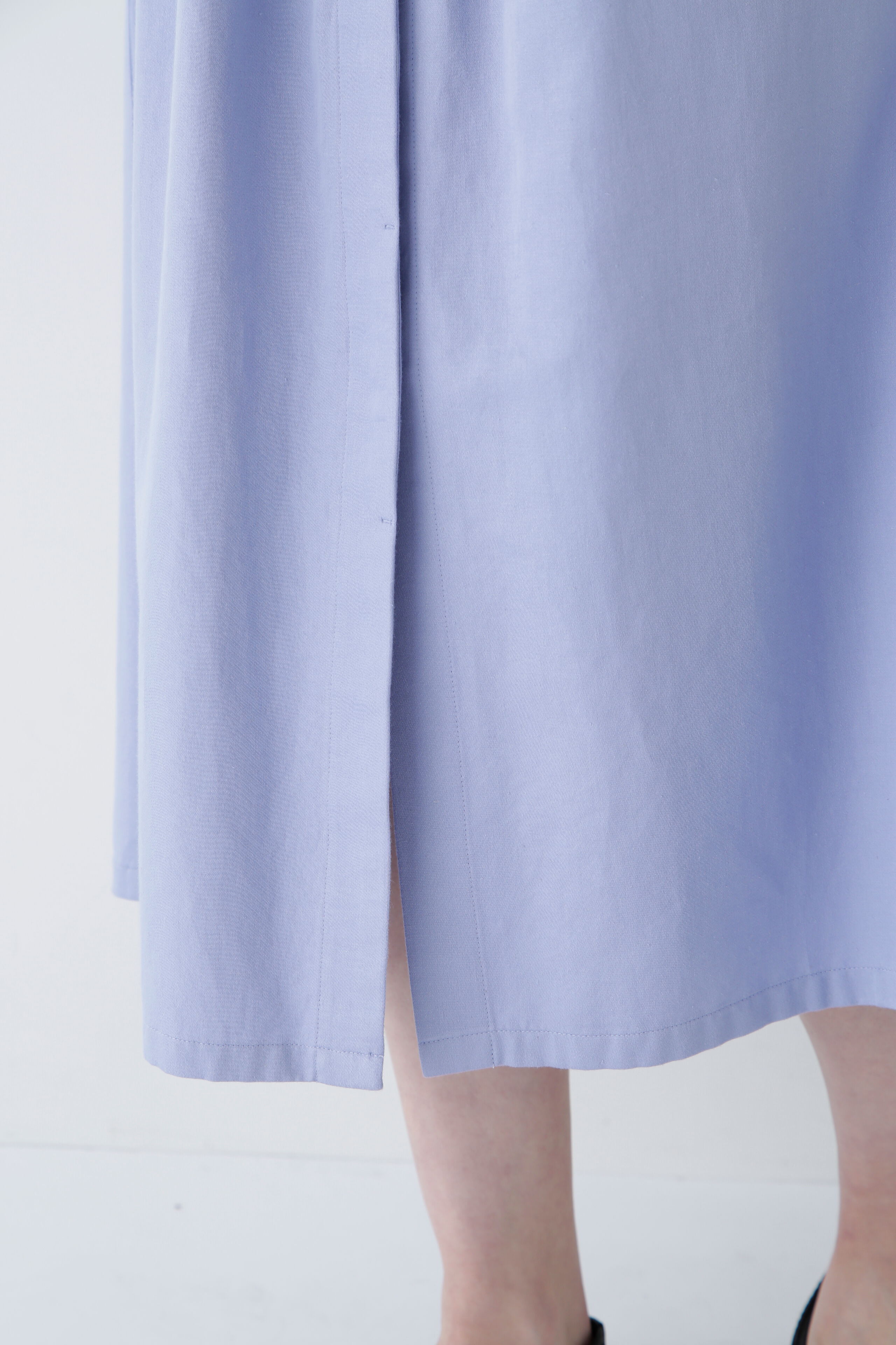  「◆コットンヘンプサテンハーフスリーブバンドカラーワンピース」|ワンピース|